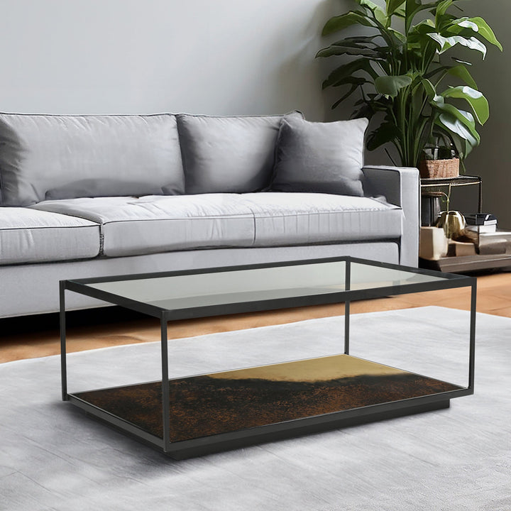 Almira Iron Coffee Table With Glass Top