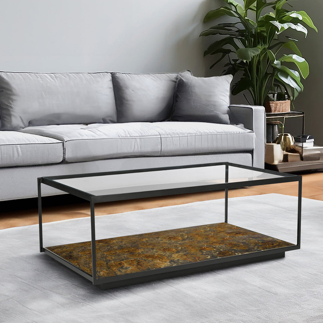 Huelva Iron Coffee Table With Glass Top