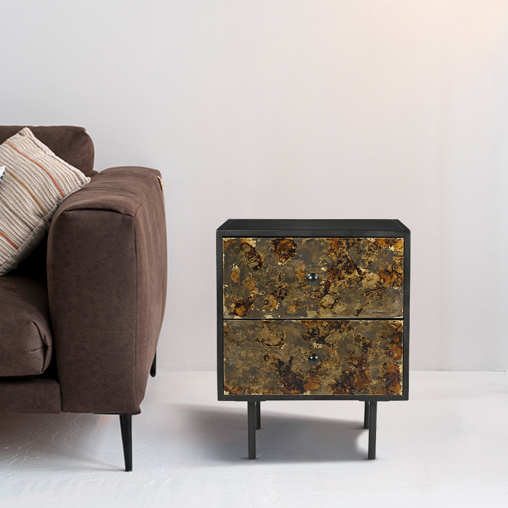 Huelva Two Drawer Iron Side Table