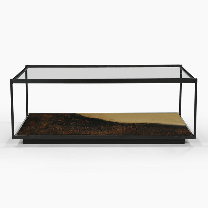 Almira Iron Coffee Table With Glass Top