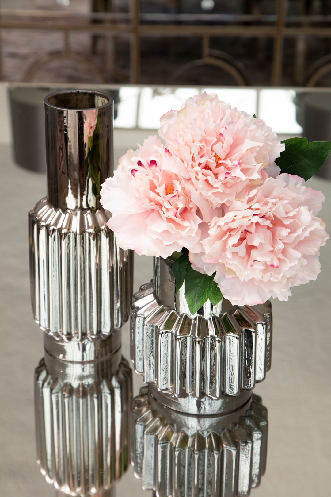 Anzio Large Silver Glass Vase