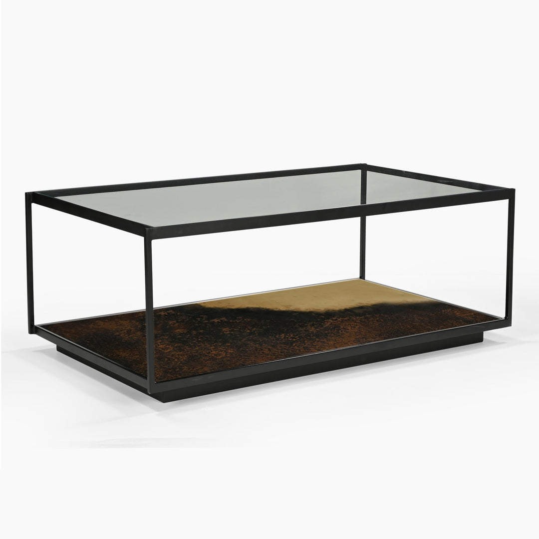Almira Iron Coffee Table With Glass Top