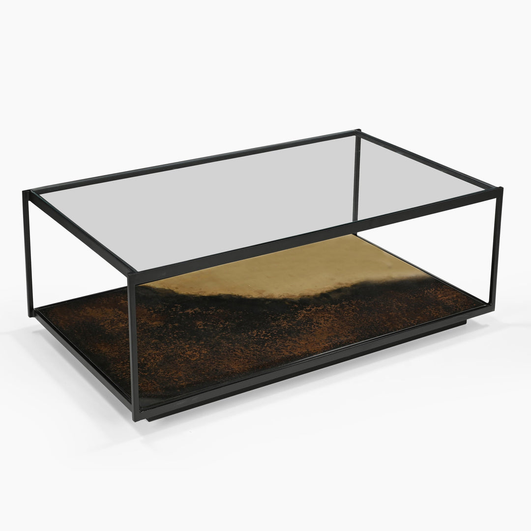Almira Iron Coffee Table With Glass Top