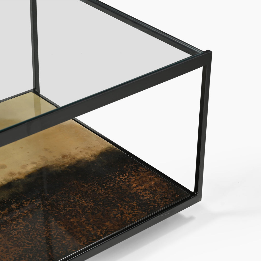 Almira Iron Coffee Table With Glass Top