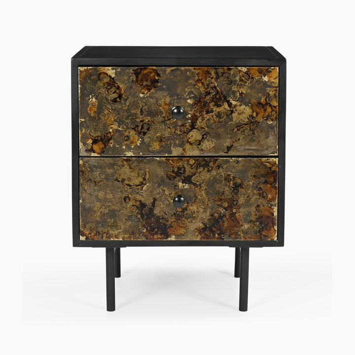 Huelva Two Drawer Iron Side Table