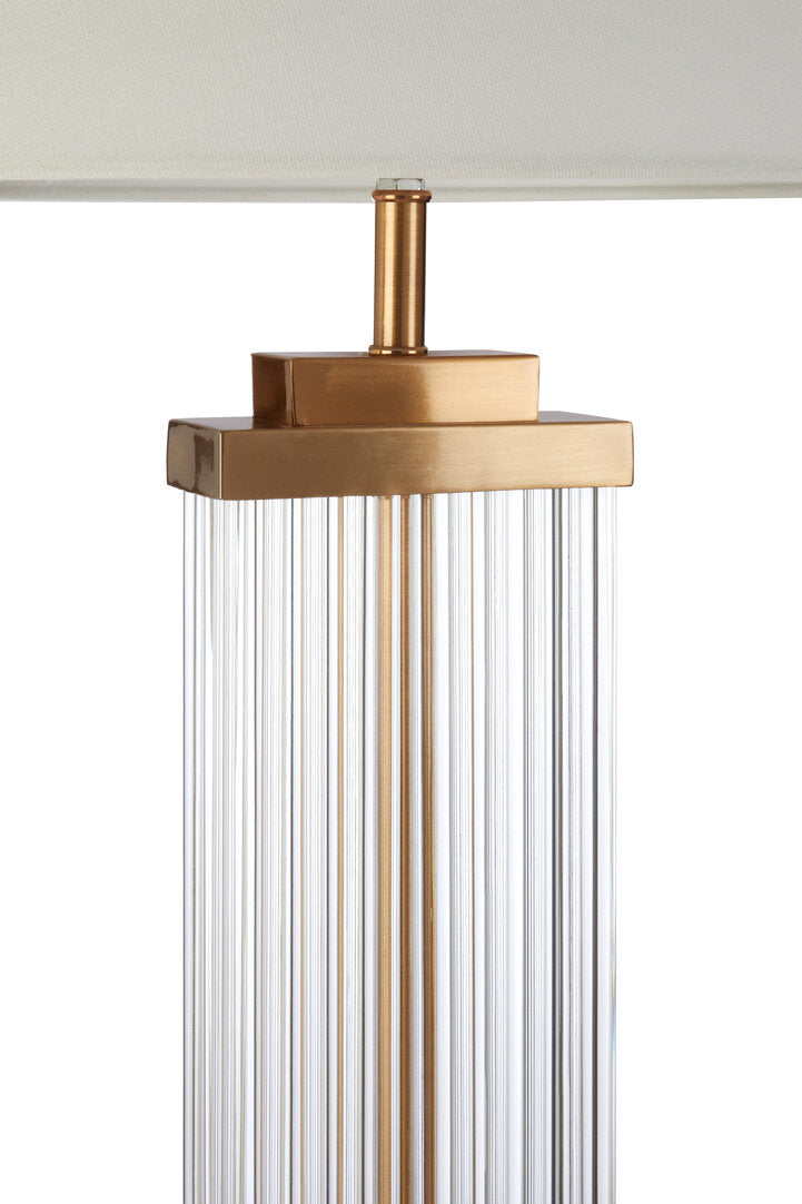 Farnetta Glass And Gold Finish Table Lamp With White Linen Shade