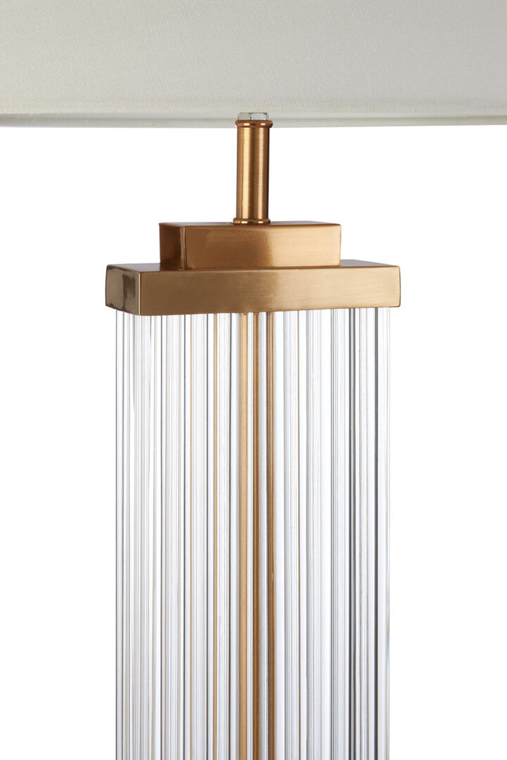 Farnetta Glass And Gold Finish Table Lamp With White Linen Shade