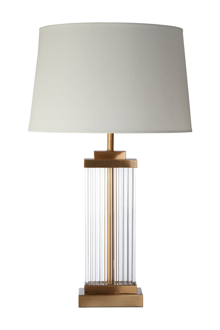 Farnetta Glass And Gold Finish Table Lamp With White Linen Shade