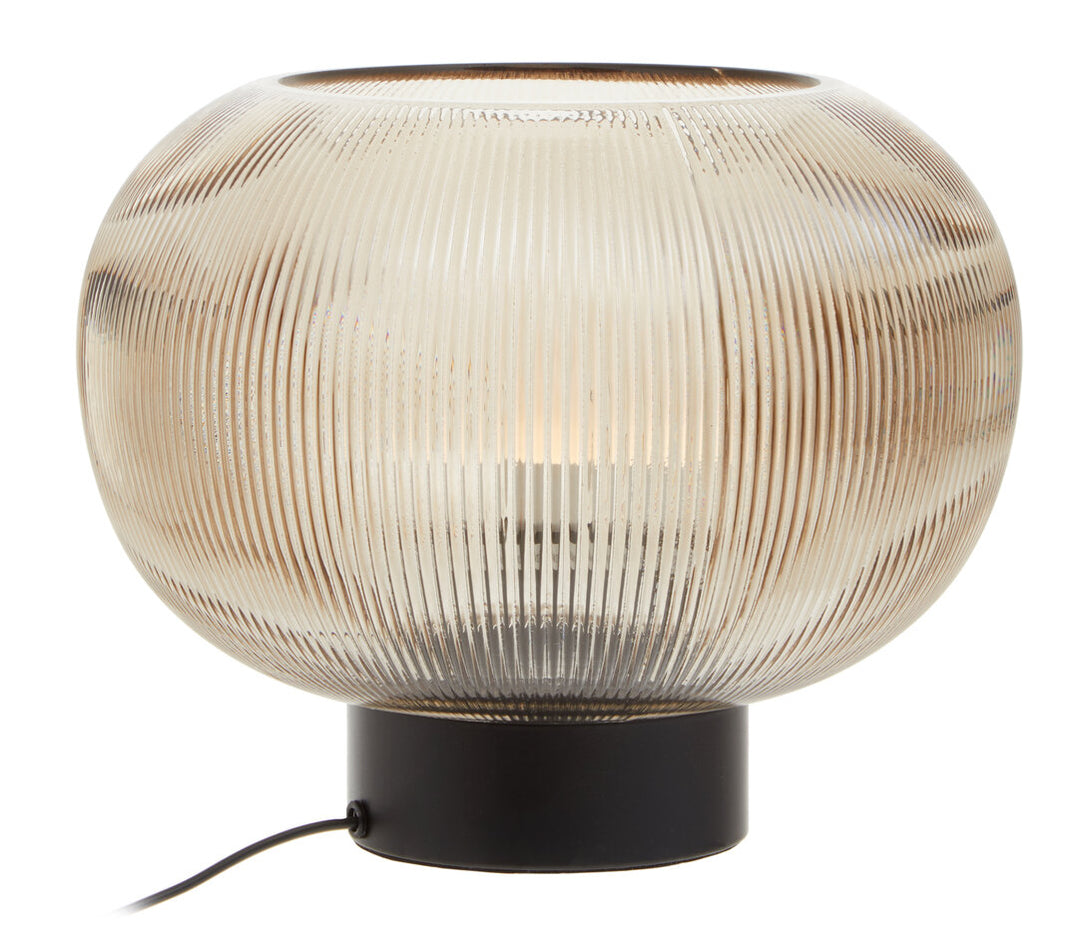Salso Large Ribbed Smoked Glass Table Lamp