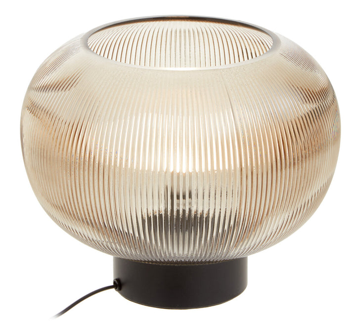 Salso Large Ribbed Smoked Glass Table Lamp
