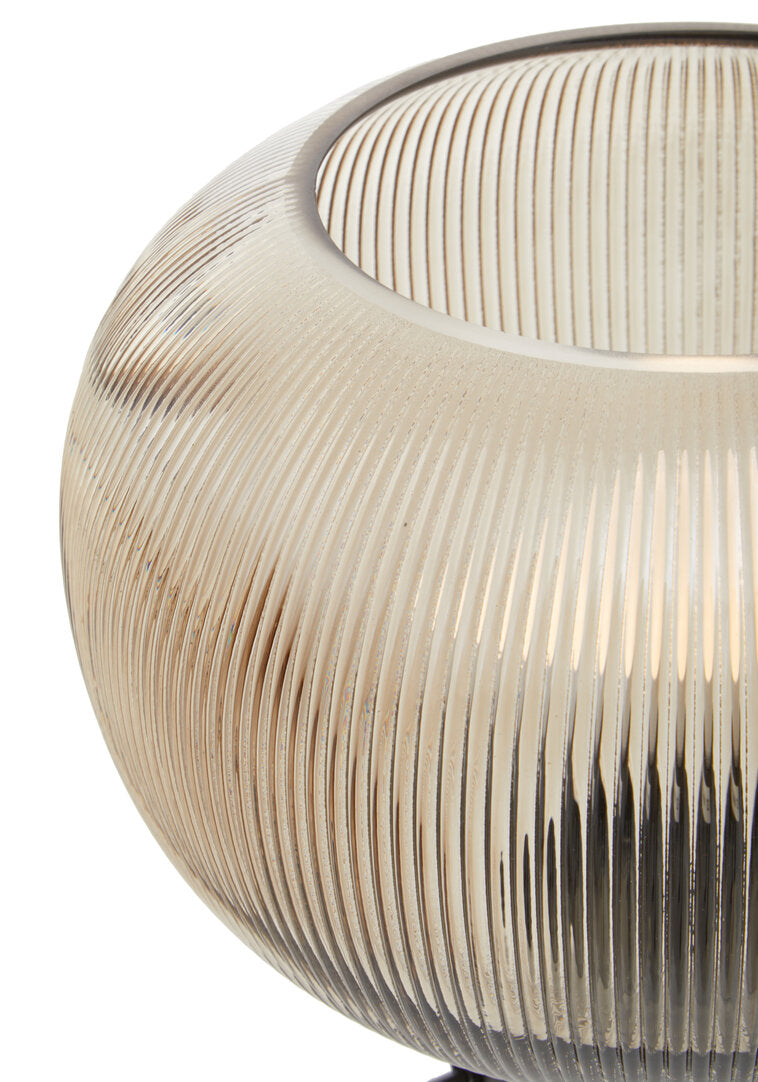Salso Large Ribbed Smoked Glass Table Lamp