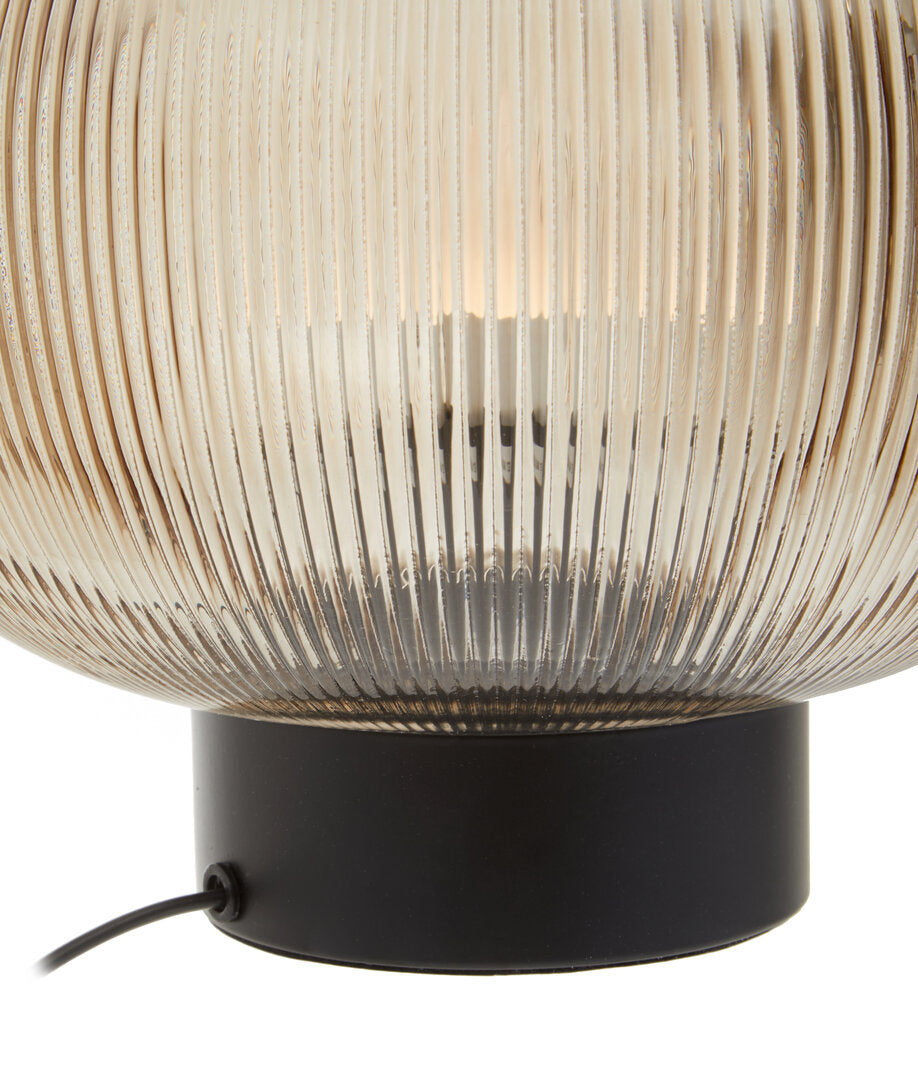 Salso Large Ribbed Smoked Glass Table Lamp