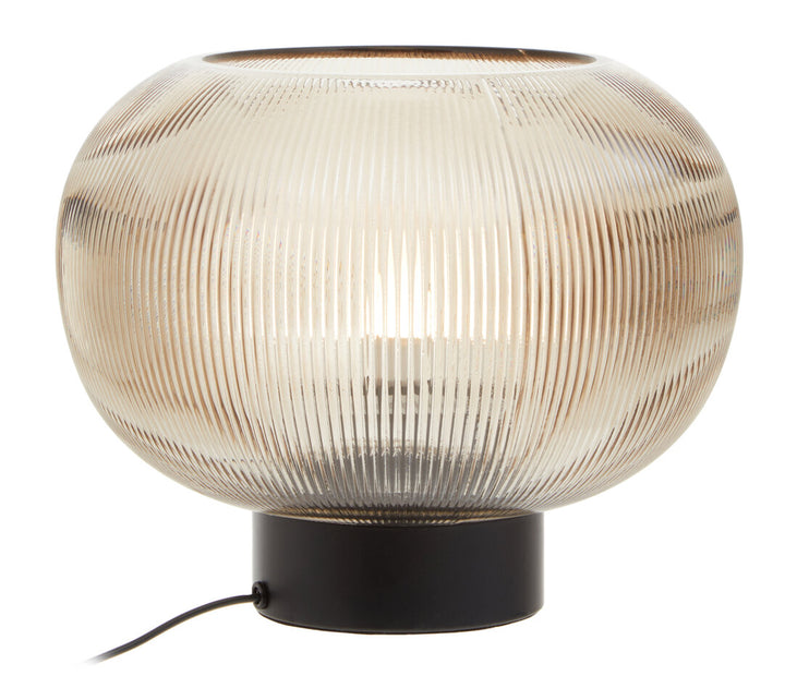 Salso Large Ribbed Smoked Glass Table Lamp