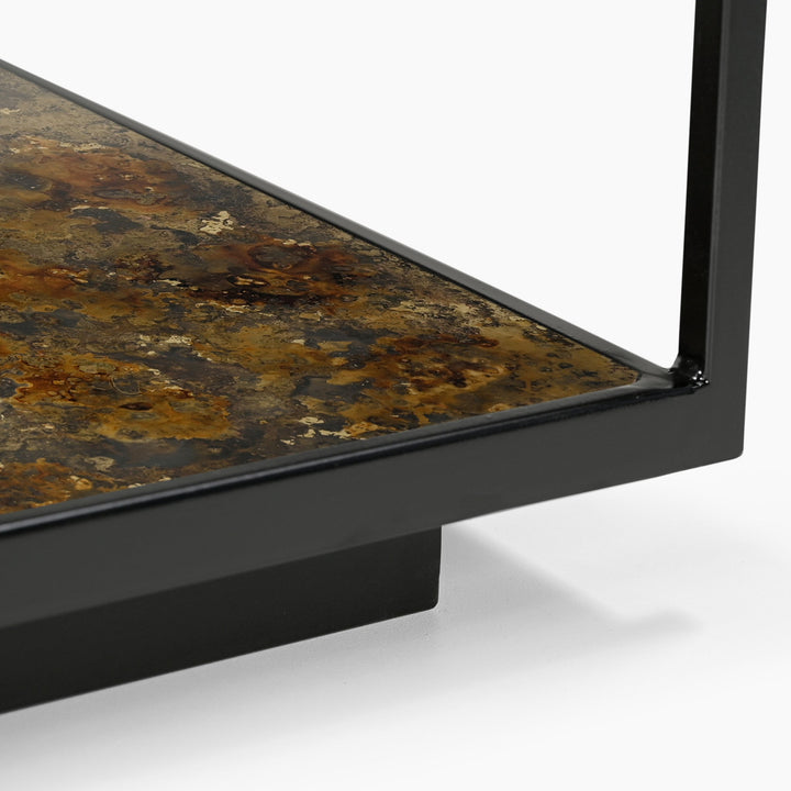 Huelva Iron End Table With Glass Top