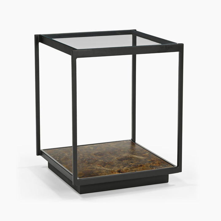 Huelva Iron End Table With Glass Top