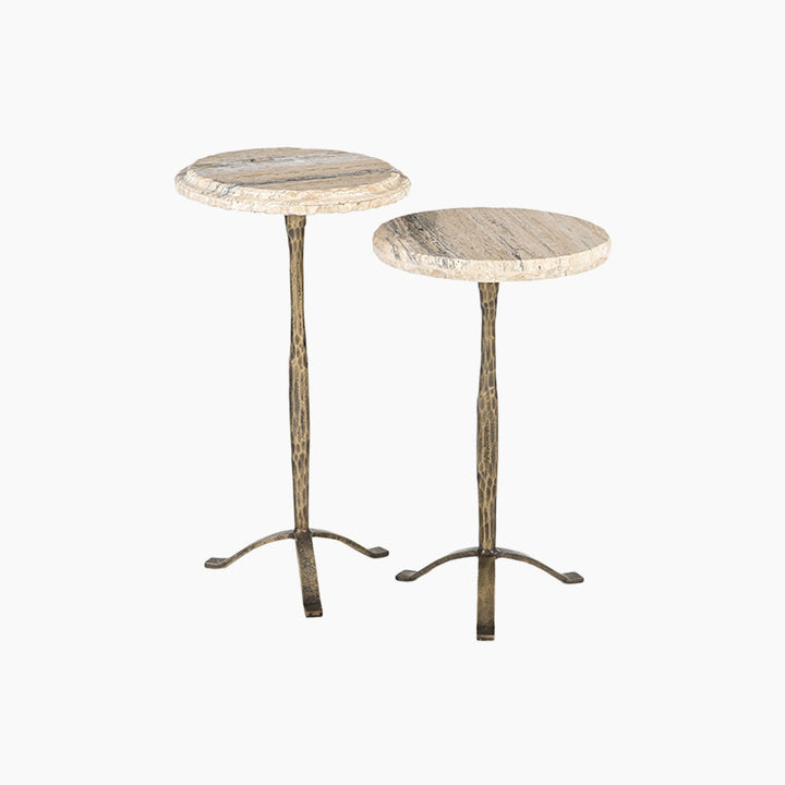 Almaden Italian Marble Set of 2 End Tables
