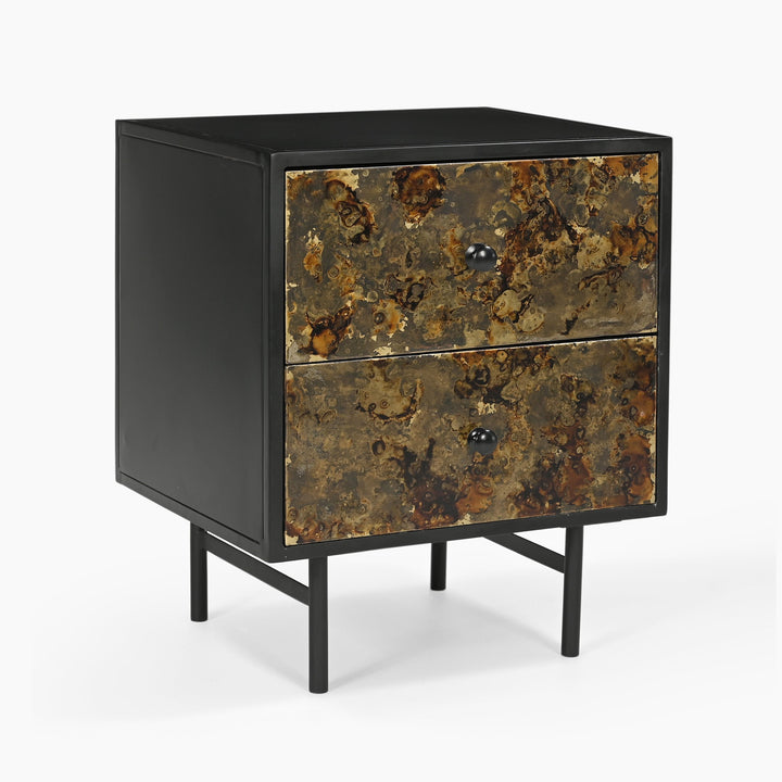 Huelva Two Drawer Iron Side Table