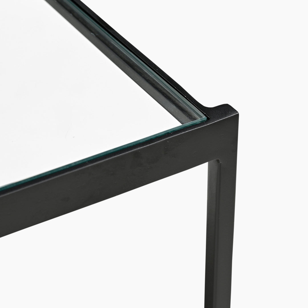 Huelva Iron End Table With Glass Top