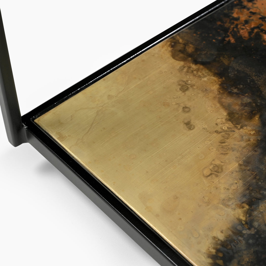 Almira Iron End Table With Glass Top