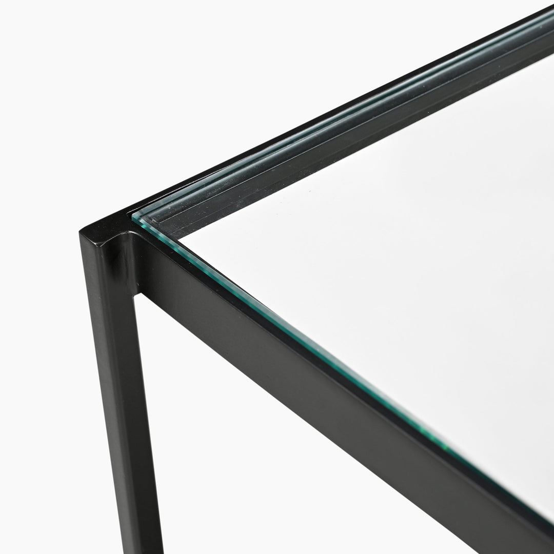Almira Iron Console Table With Glass Top