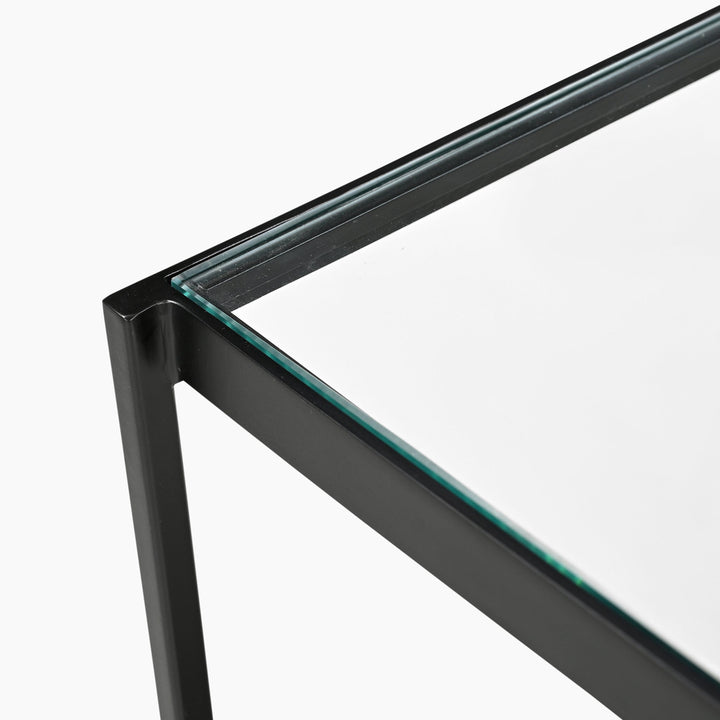 Almira Iron Console Table With Glass Top