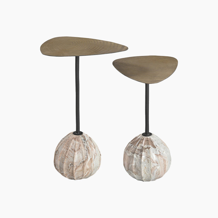 Toledo Indian Marble Set of 2 End Tables