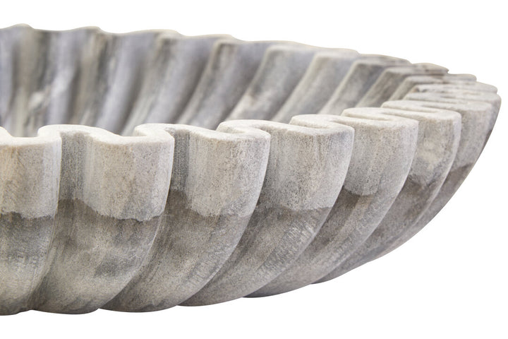 Oria Large Grey Fluted Marble Bowl