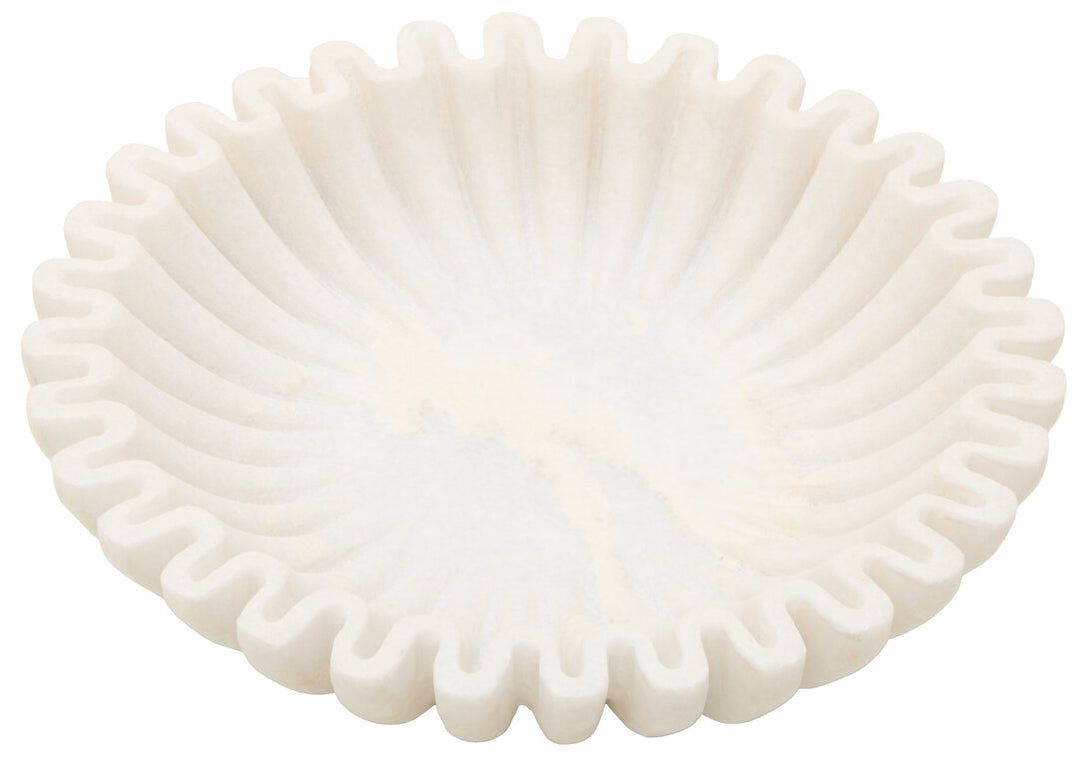 Oria Small White Fluted Marble Bowl