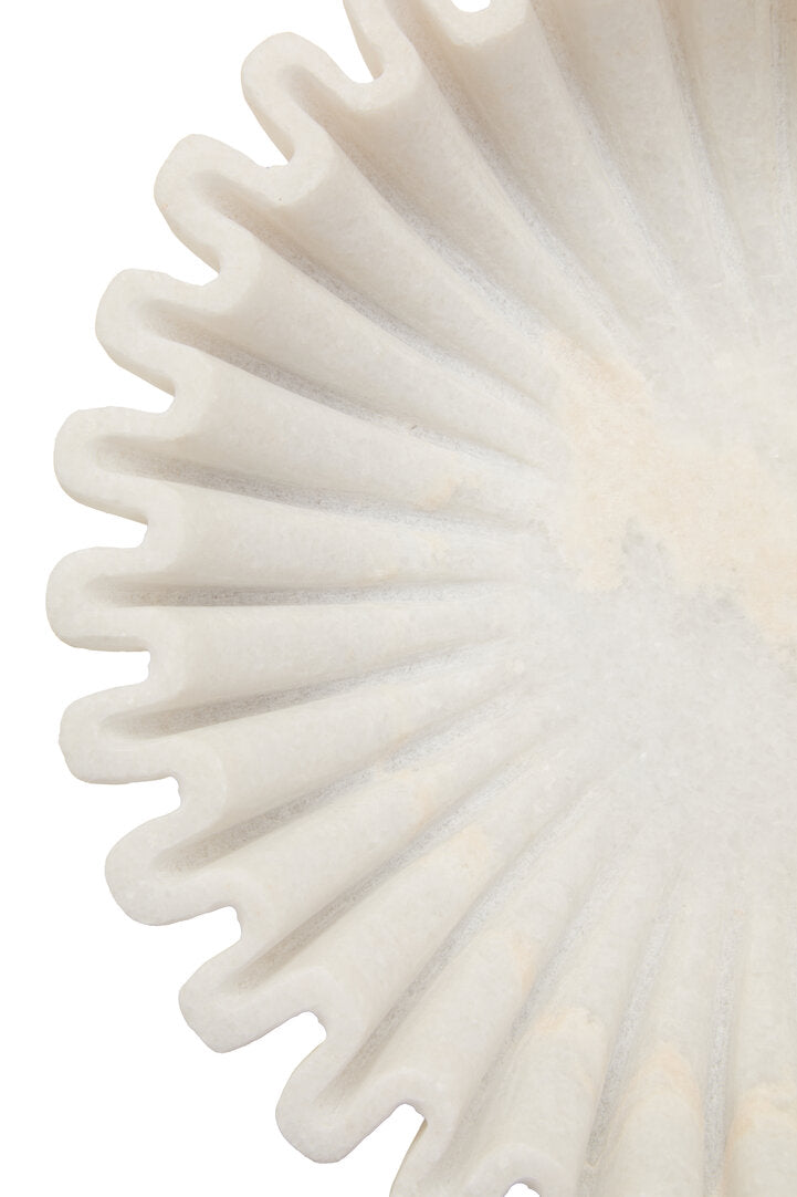 Oria Small White Fluted Marble Bowl