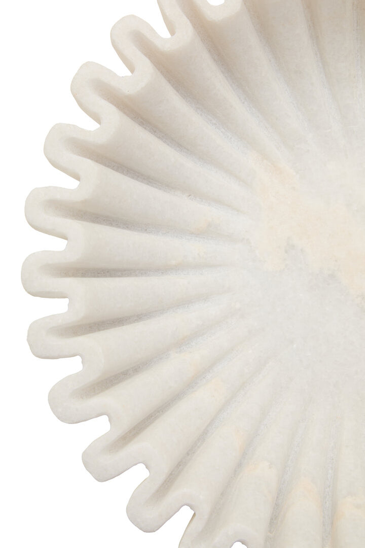 Oria Small White Fluted Marble Bowl