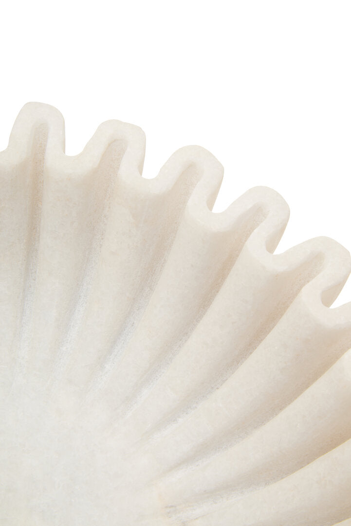 Oria Small White Fluted Marble Bowl