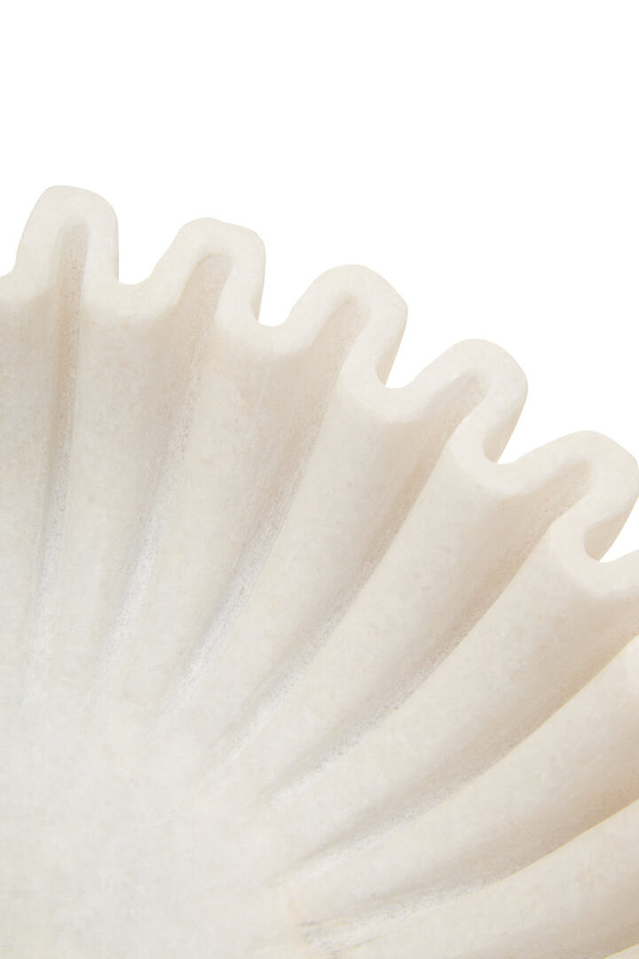 Oria Small White Fluted Marble Bowl
