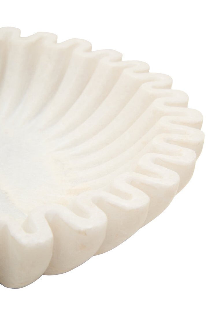 Oria Small White Fluted Marble Bowl