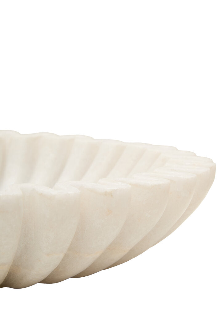 Oria Small White Fluted Marble Bowl