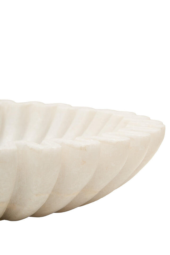 Oria Small White Fluted Marble Bowl