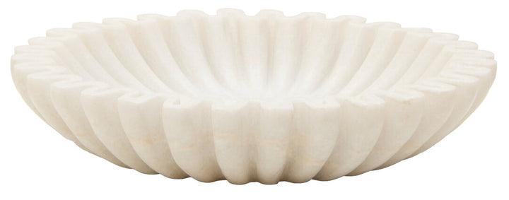 Oria Small White Fluted Marble Bowl