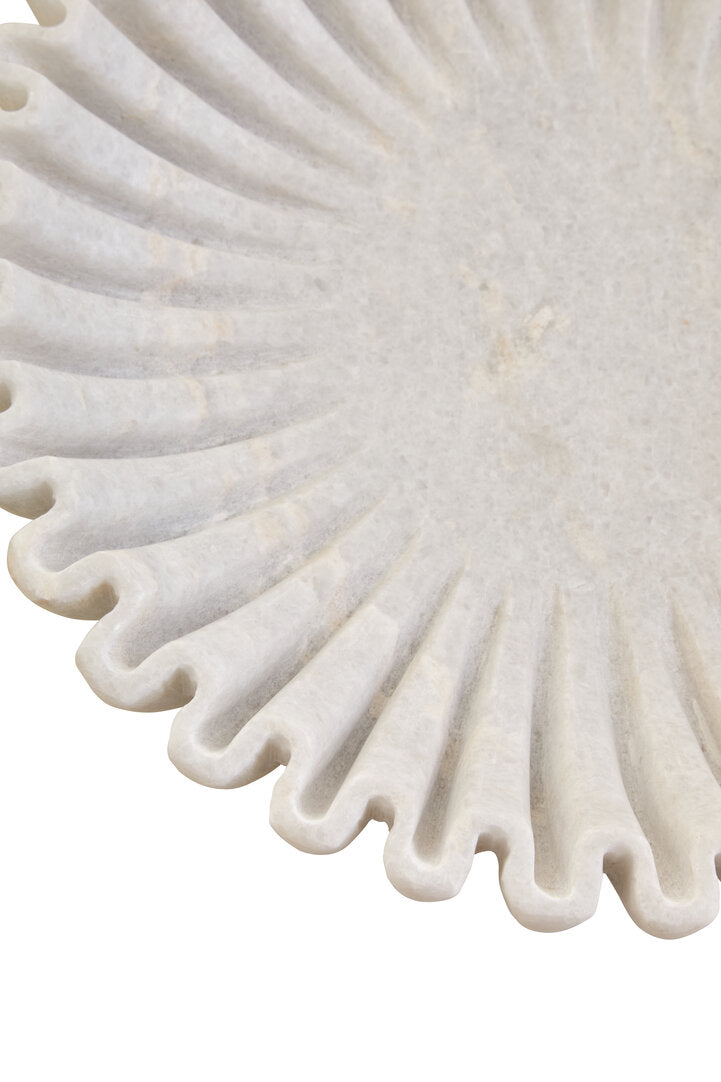 Oria Large White Fluted Marble Bowl