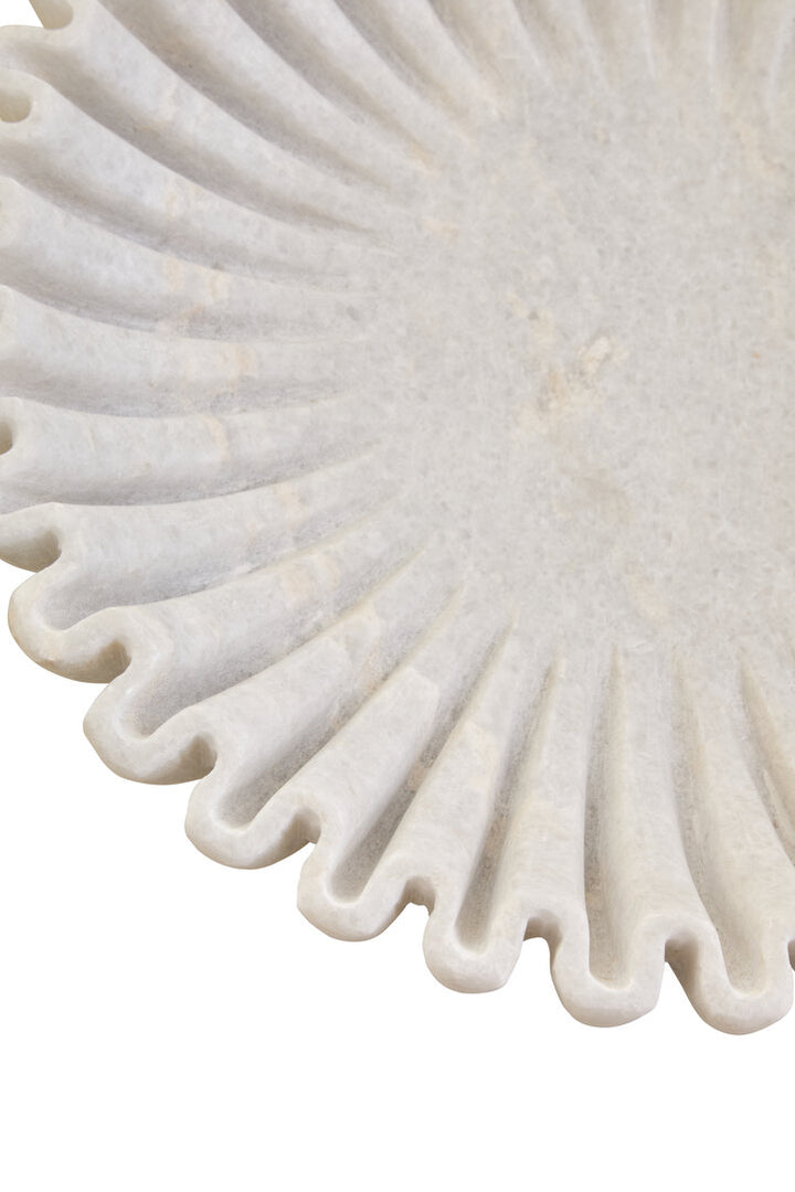 Oria Large White Fluted Marble Bowl