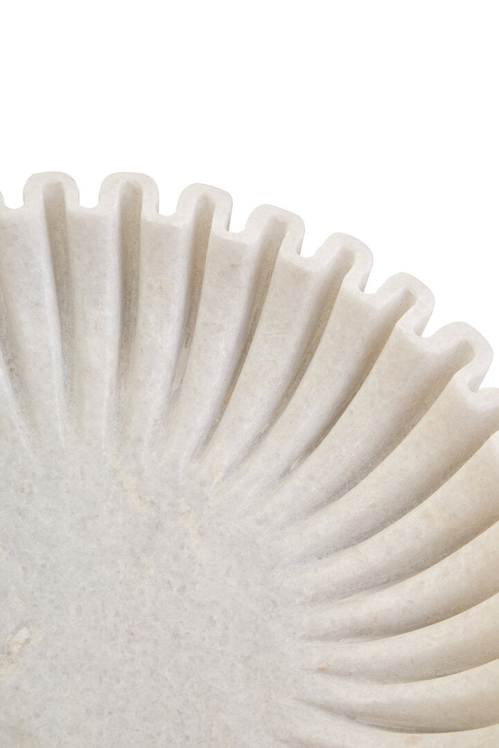 Oria Large White Fluted Marble Bowl