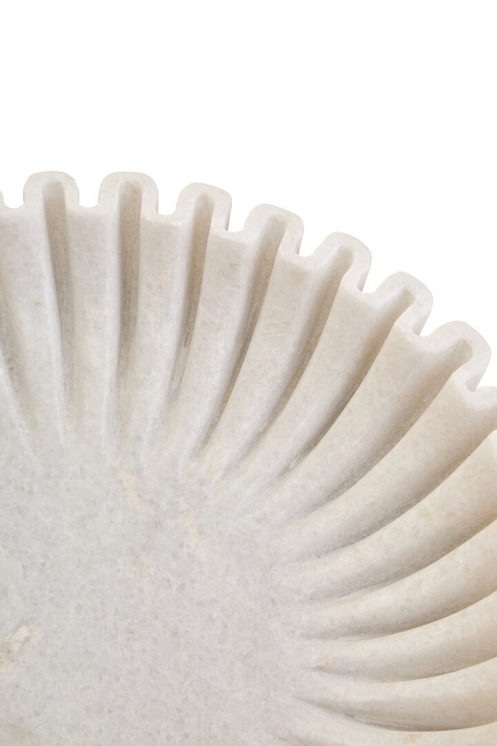 Oria Large White Fluted Marble Bowl