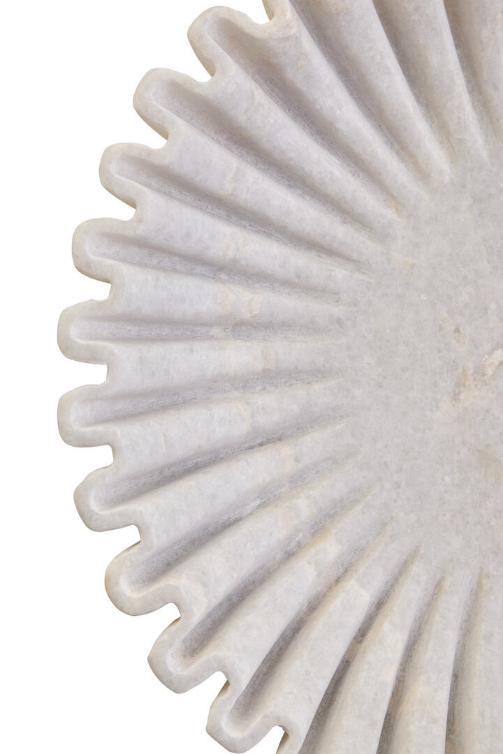 Oria Large White Fluted Marble Bowl