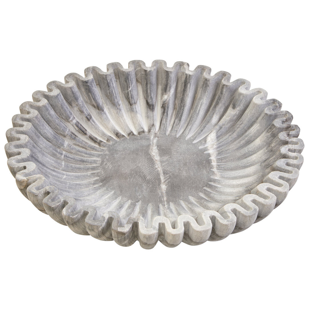 Oria Large Grey Fluted Marble Bowl