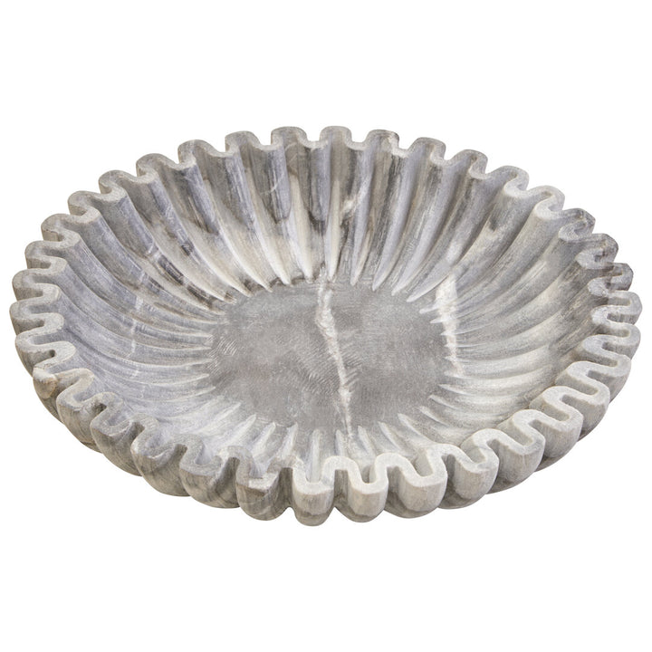 Oria Large Grey Fluted Marble Bowl