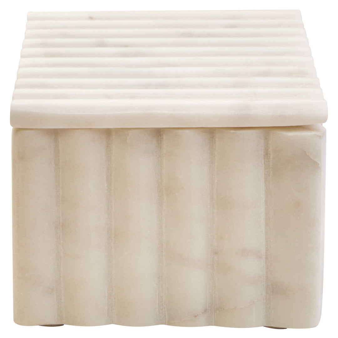 Oria Rectangular White Fluted Marble Box