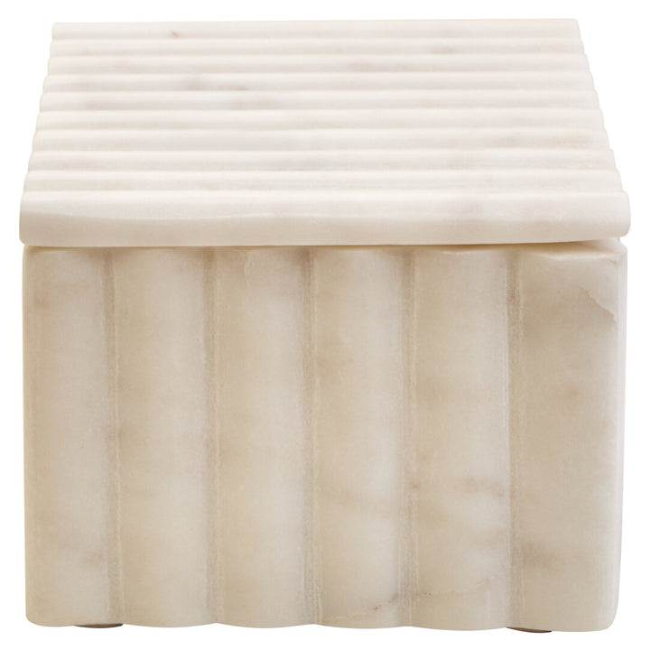 Oria Rectangular White Fluted Marble Box