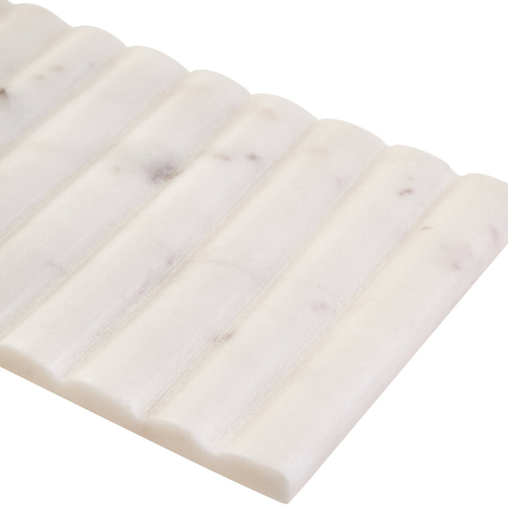 Oria Rectangular White Fluted Marble Box