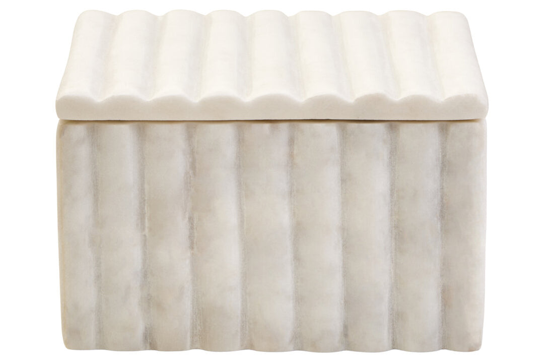 Oria Square White Fluted Marble Box