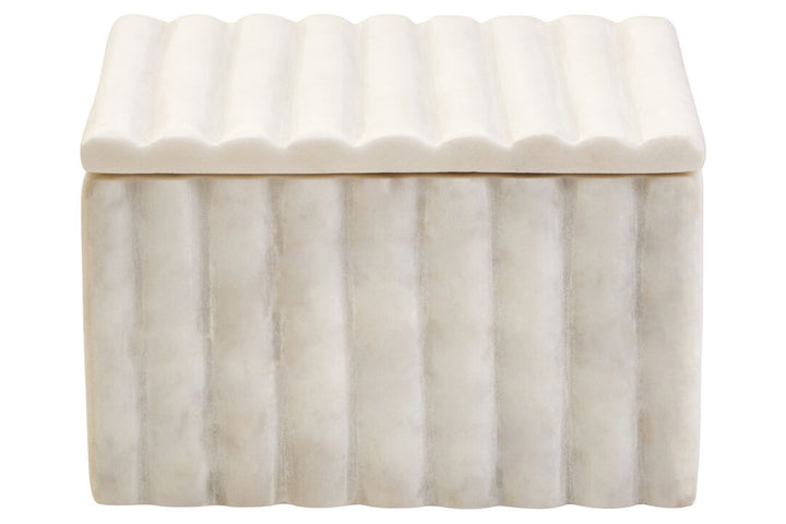 Oria Square White Fluted Marble Box