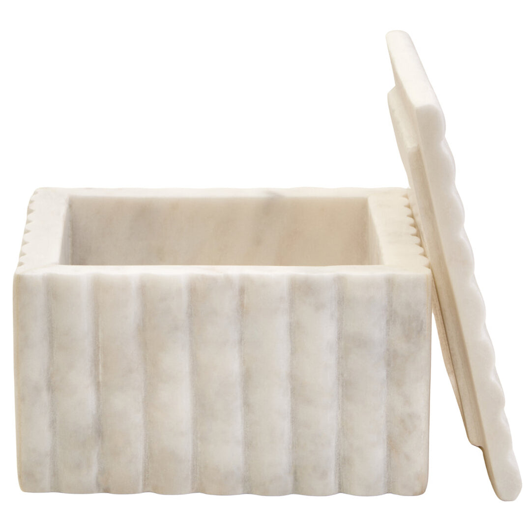 Oria Square White Fluted Marble Box