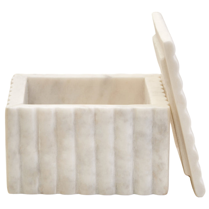 Oria Square White Fluted Marble Box